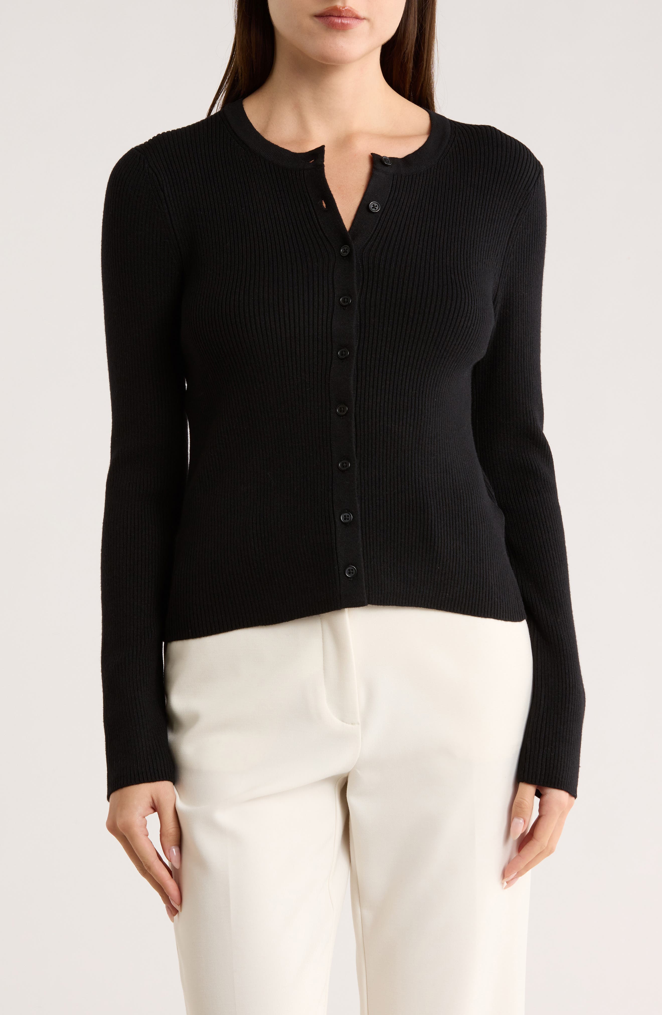 1.STATE Ribbed Crop Cardigan