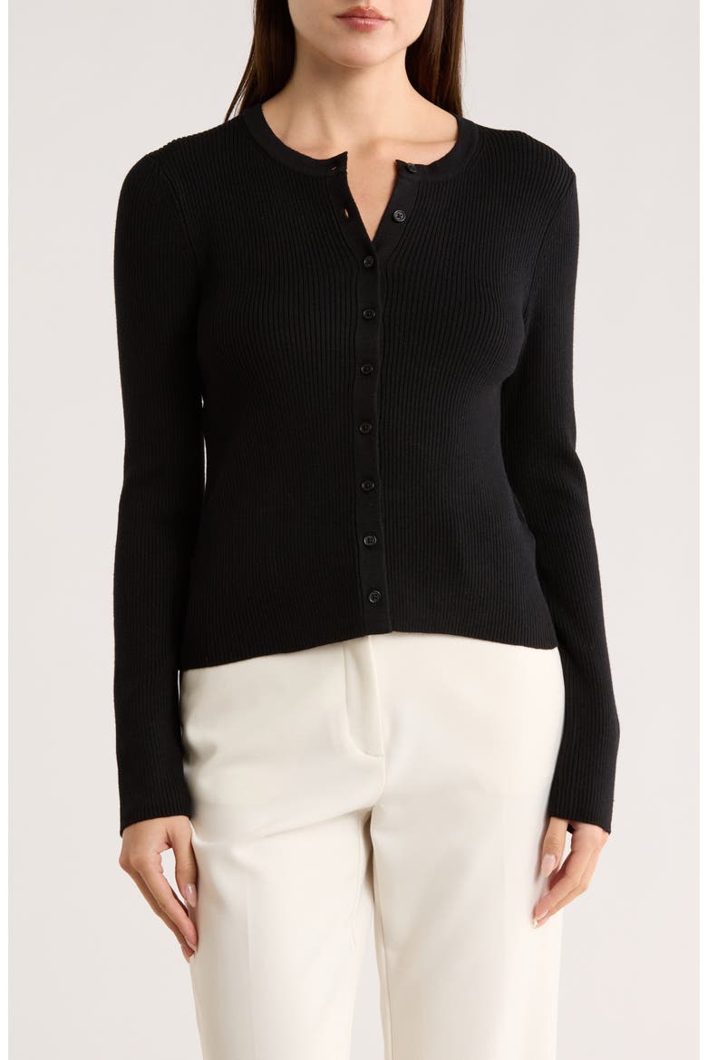 Ribbed Crop Cardigan, Main, color, RICH BLACK