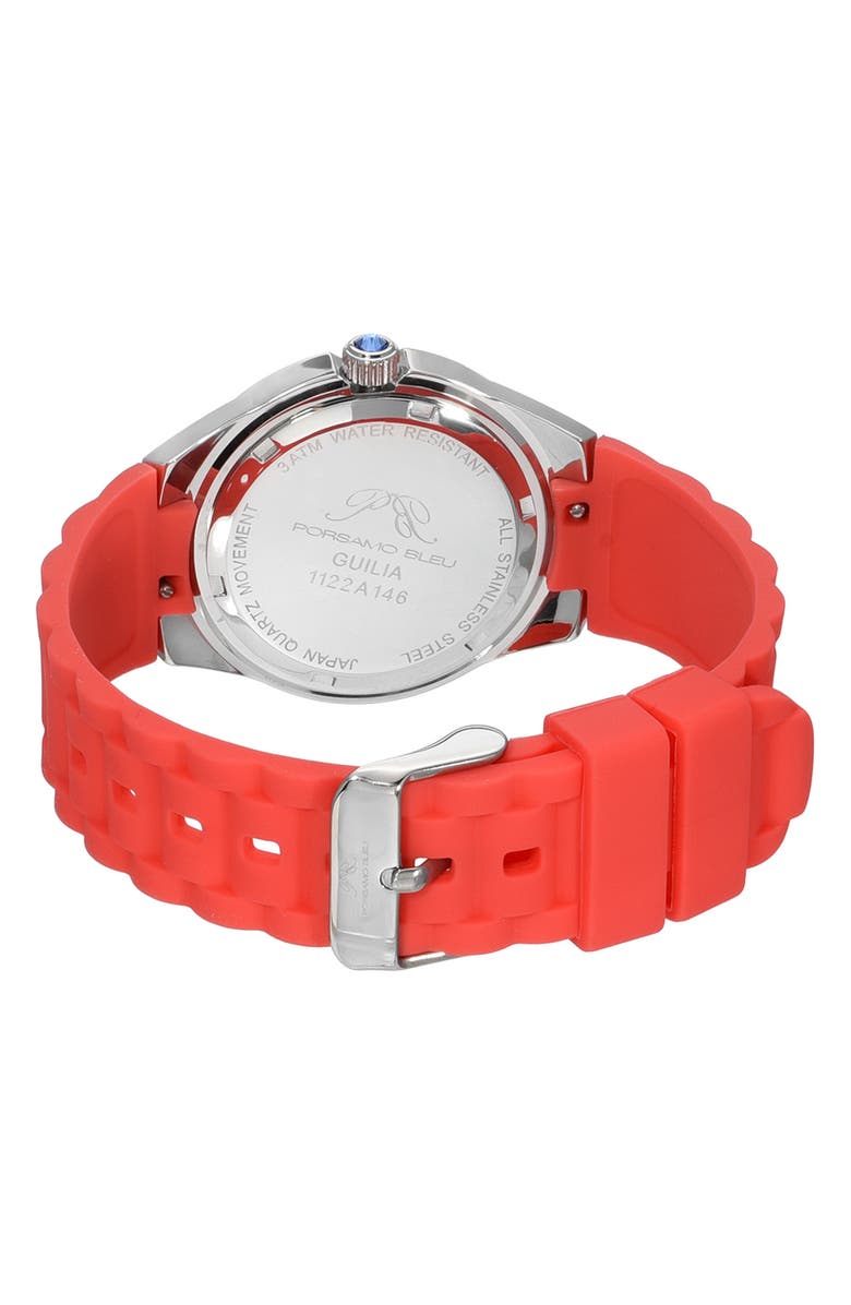 PORSAMO BLEU Women's Guilia Luxury Interchangeable Band Stainless Steel Watch, 37mm, Alternate, color, Red