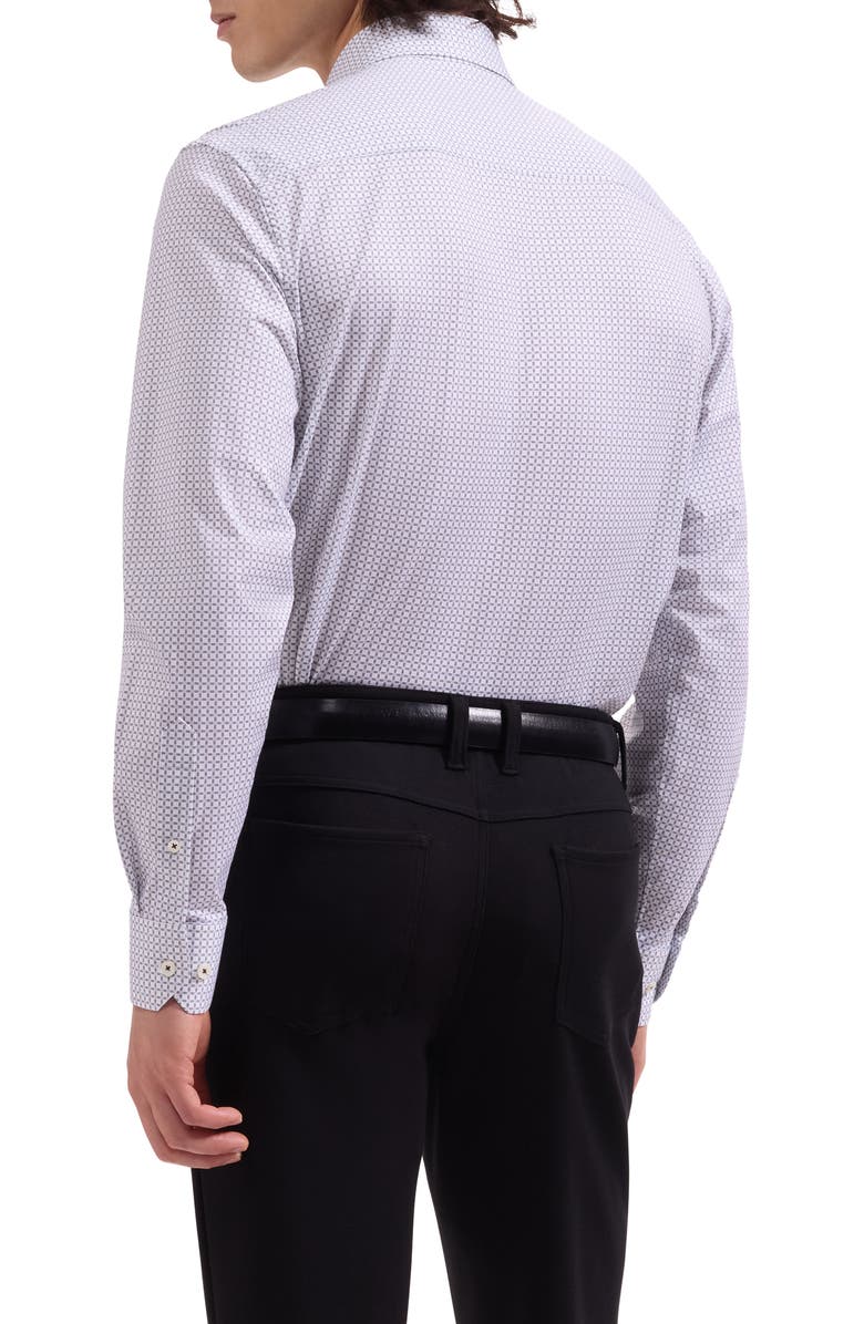 Bugatchi Brent OoohCotton<sup>®</sup> Windowpane Print Button-Down Shirt, Alternate, color, White