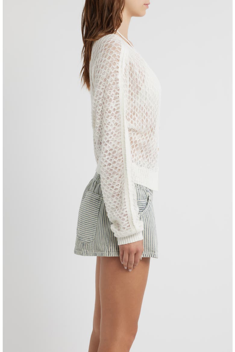 Maris V-Neck Fine Gauge Linen Blend Cardigan, Alternate, color, CLEAN IVORY