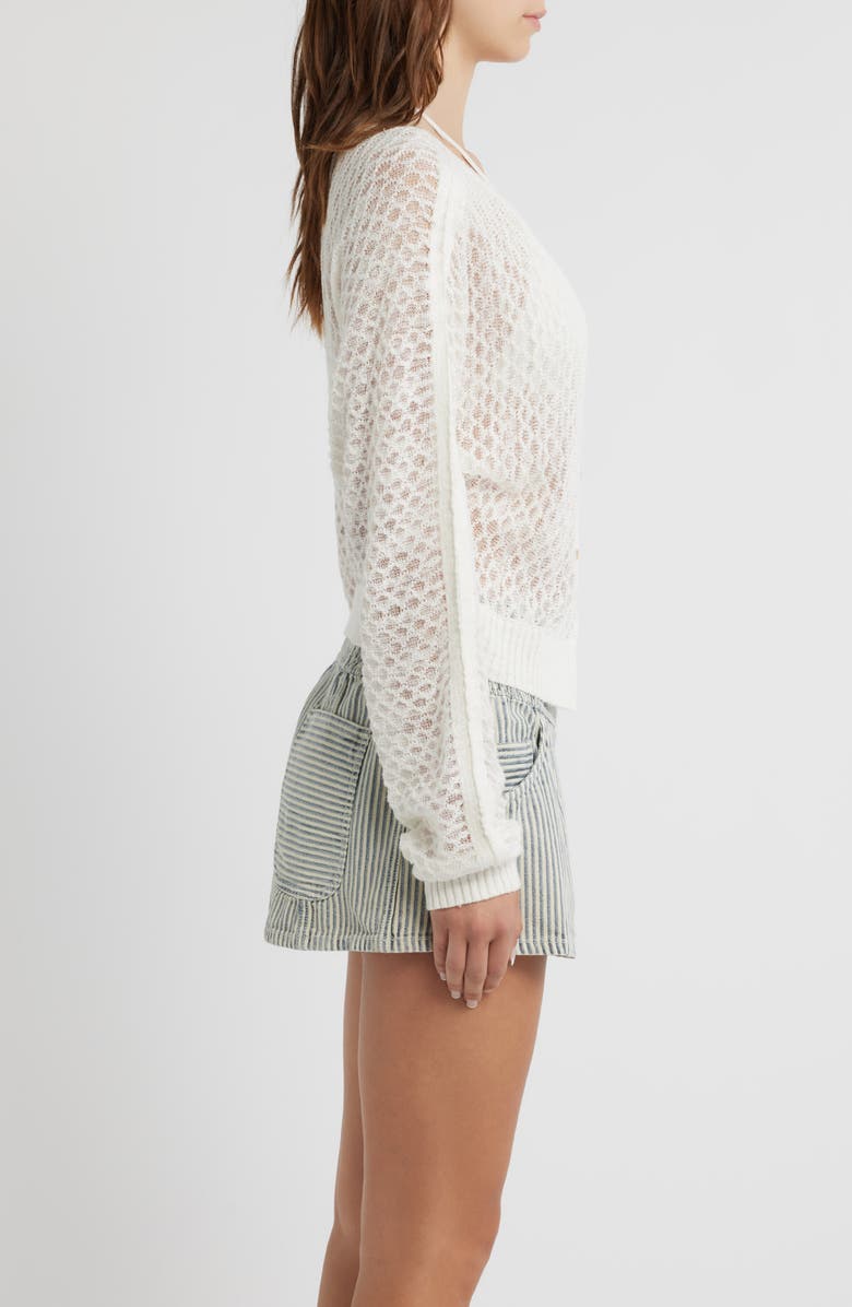 Free People Maris V-Neck Fine Gauge Linen Blend Cardigan, Alternate, color, Clean Ivory