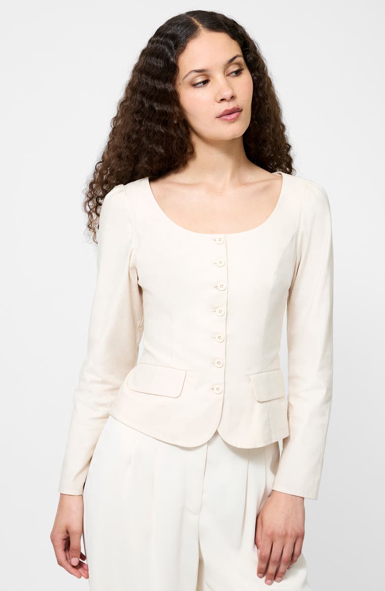 French Connection Inga 2-Pocket Button-Up Shirt, Alternate, color, Porcelain Cream