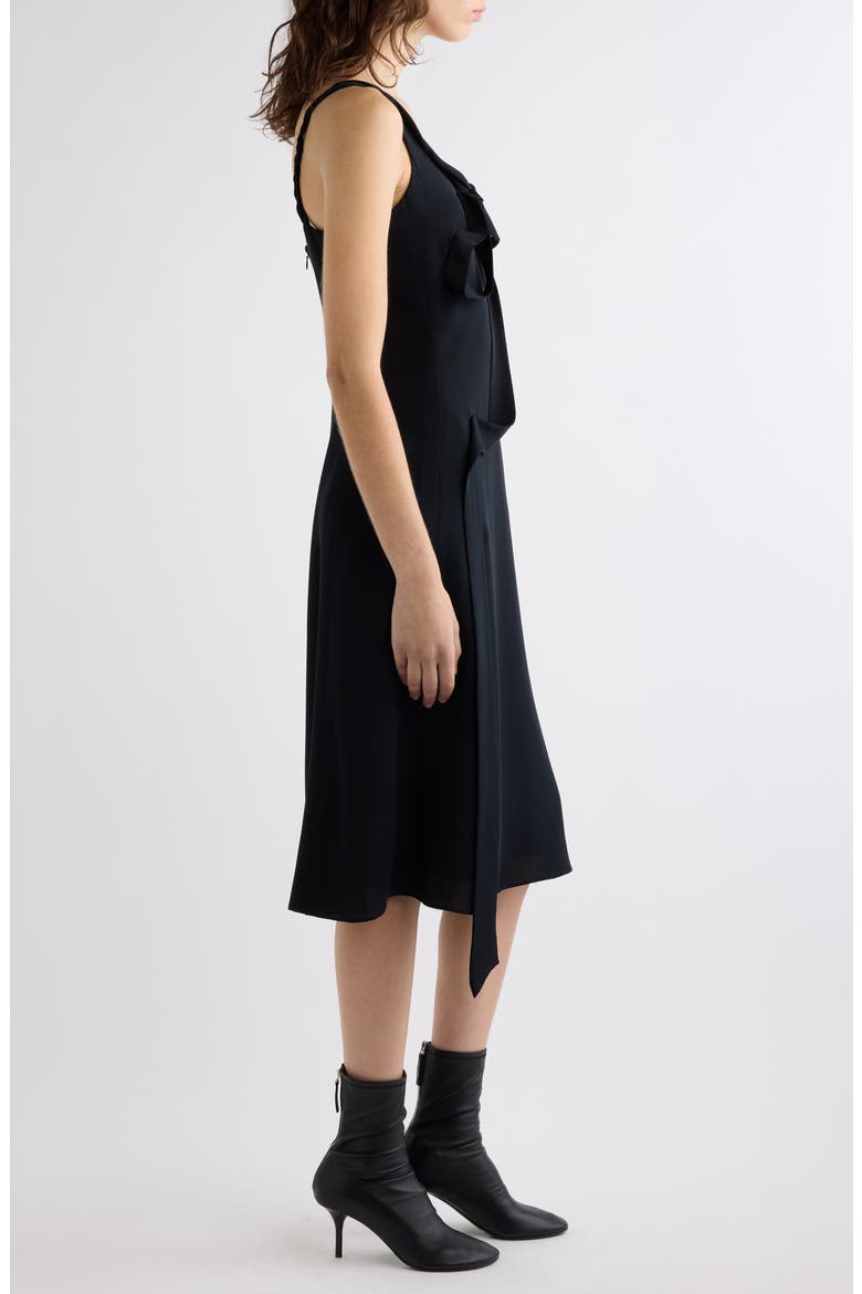 Dowla Bow Heavy Silk Georgette Dress, Alternate, color, BLACK