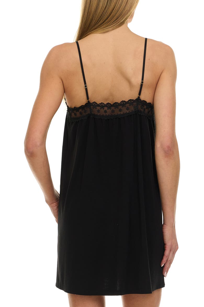 Maven Lace Trim Jersey Chemise, Alternate, color, BLACK