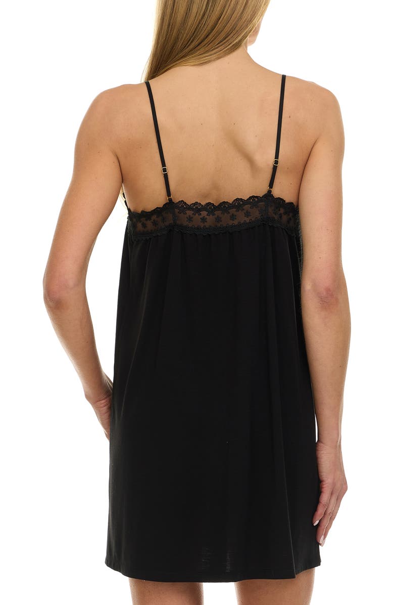 Flora Nikrooz Maven Lace Trim Jersey Chemise, Alternate, color, Black