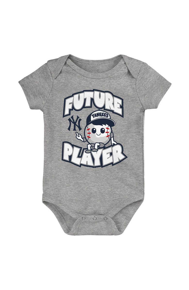 Outerstuff Infant Heather Gray/Navy/White New York Yankees Minor League Player Three-Pack Bodysuit Set, Alternate, color, 