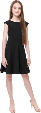 Un Deux Trois Textured Cap Sleeve Dress in Longer Length