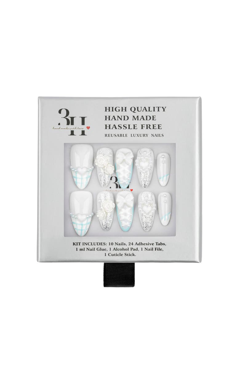 3H Nails Crystal Frost Luxury Handmade Press On Nails, Main, color, Pastel, Baby Blue