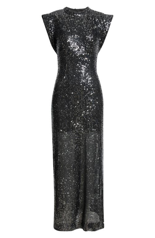 St John St. John Collection Sequin Embroidered Drape Back Gown In Black