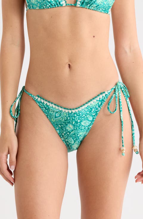 Crochet Dipped Side Tie Bikini Bottoms