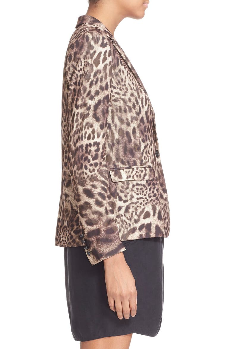 Leopard Print Crepe Blazer, Alternate, color, LEOPARD