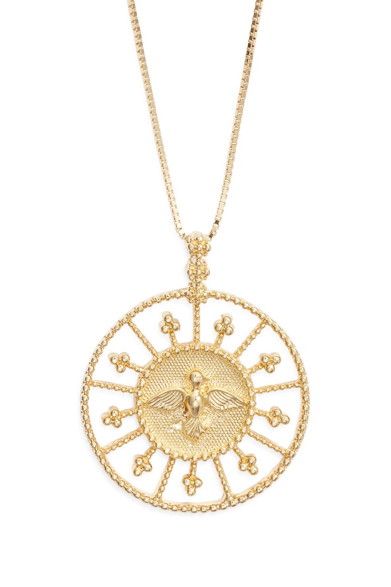 Feathers of Peace Pendant Necklace, Main, color, GOLD