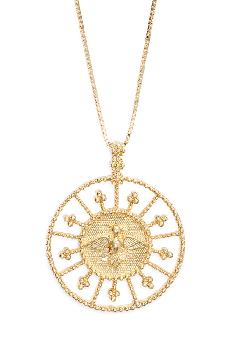 Child of Wild Feathers of Peace Pendant Necklace, Main, color, Gold