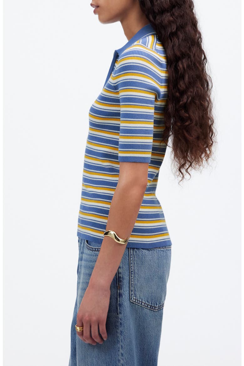 Stripe Half Zip Polo, Alternate, color, DELPHINIUM STRIPE