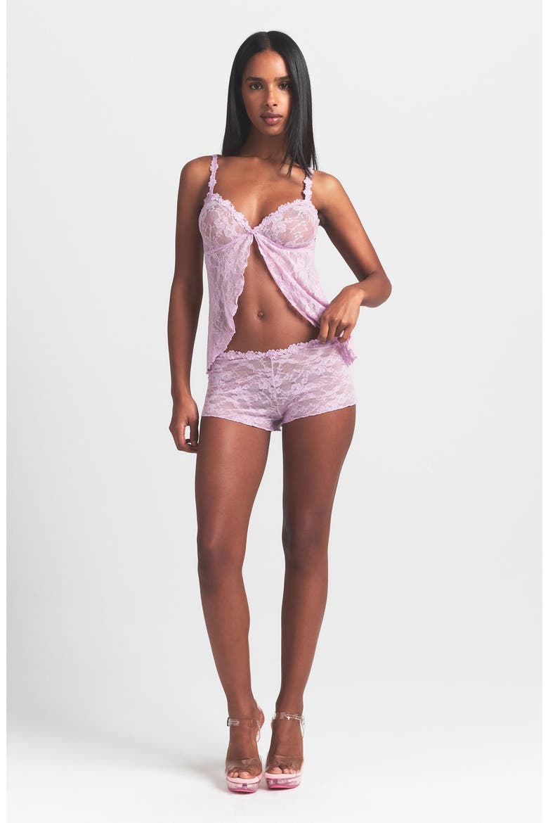 Stretch Lace Babydoll Top, Alternate, color, BABY PINK