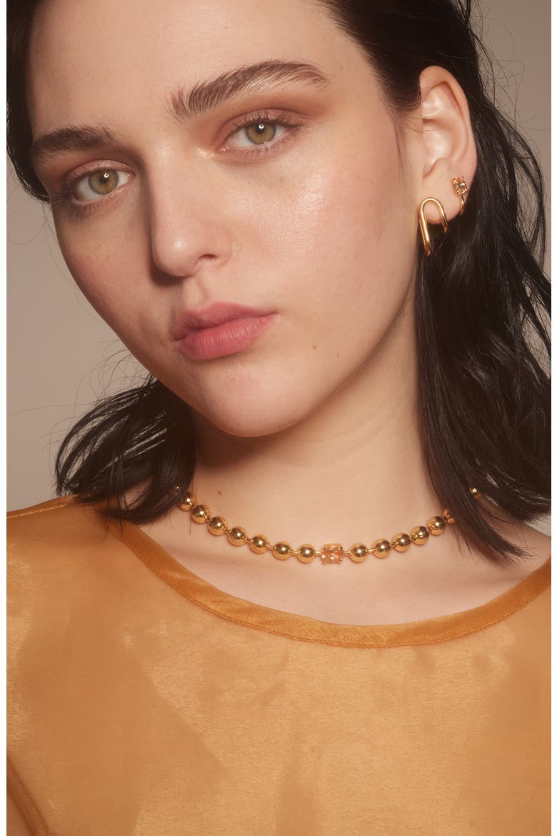 Selene Ball Chain Necklace, Alternate, color, GOLD/ PEACH