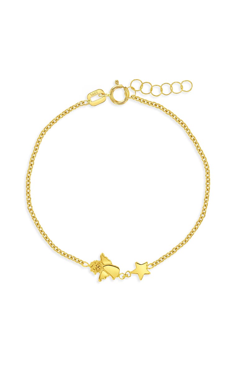 In Season Jewelry 14k Polished Angel Chain Link Bracelet, Main, color, Gold