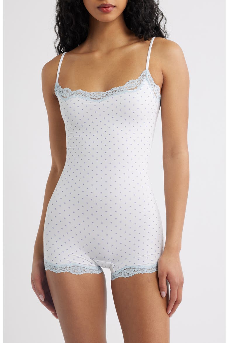 Fits Eveyrbody Lace Romper, Main, color, SLATE PIN DOT PRINT