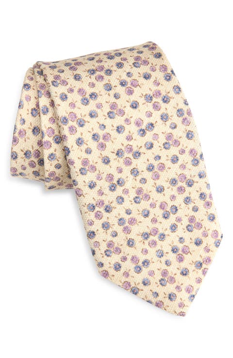 Floral Print Silk Tie