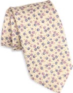 David Donahue Floral Print Silk Tie