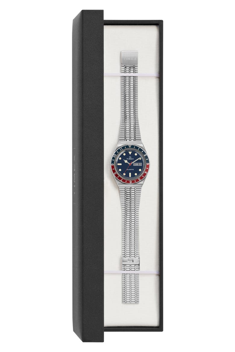 Q Reissue Bracelet Watch, 38mm, Alternate, color, SILVER/ BLUE/ RED