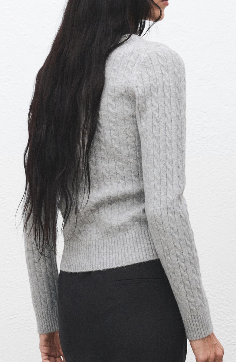 MANGO Cable V-Neck Cardigan, Alternate, color,