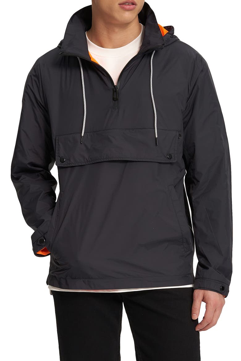 Valen Water Resistant Anorak, Main, color, BLACK