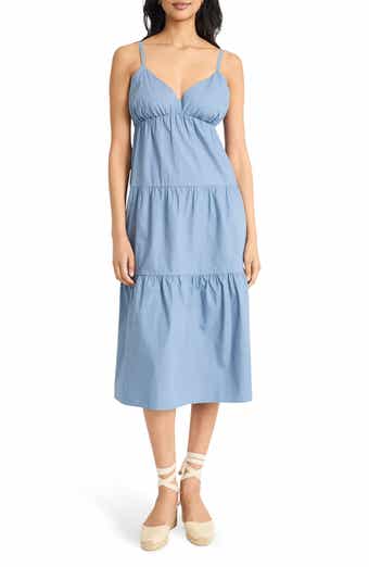 The Good Journey V-Neck Tiered Cotton Midi Dress