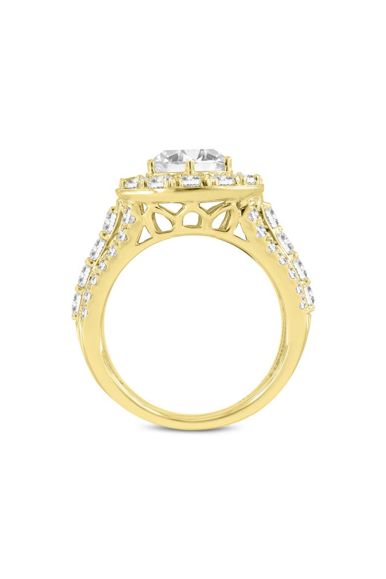 Aline 14K Yellow Gold Round Cut Lab Grown Round Diamond Halo Engagement Ring - 3.85 Ct, Alternate, color, 14K Yellow Gold