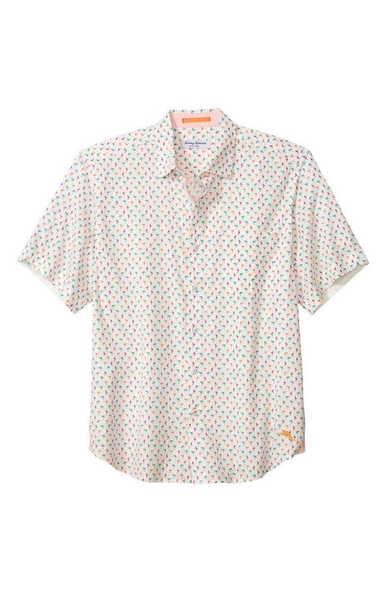 Tommy Bahama Nova Wave Flock It to You Short Sleeve Seersucker Button-Up Shirt, Alternate, color, White