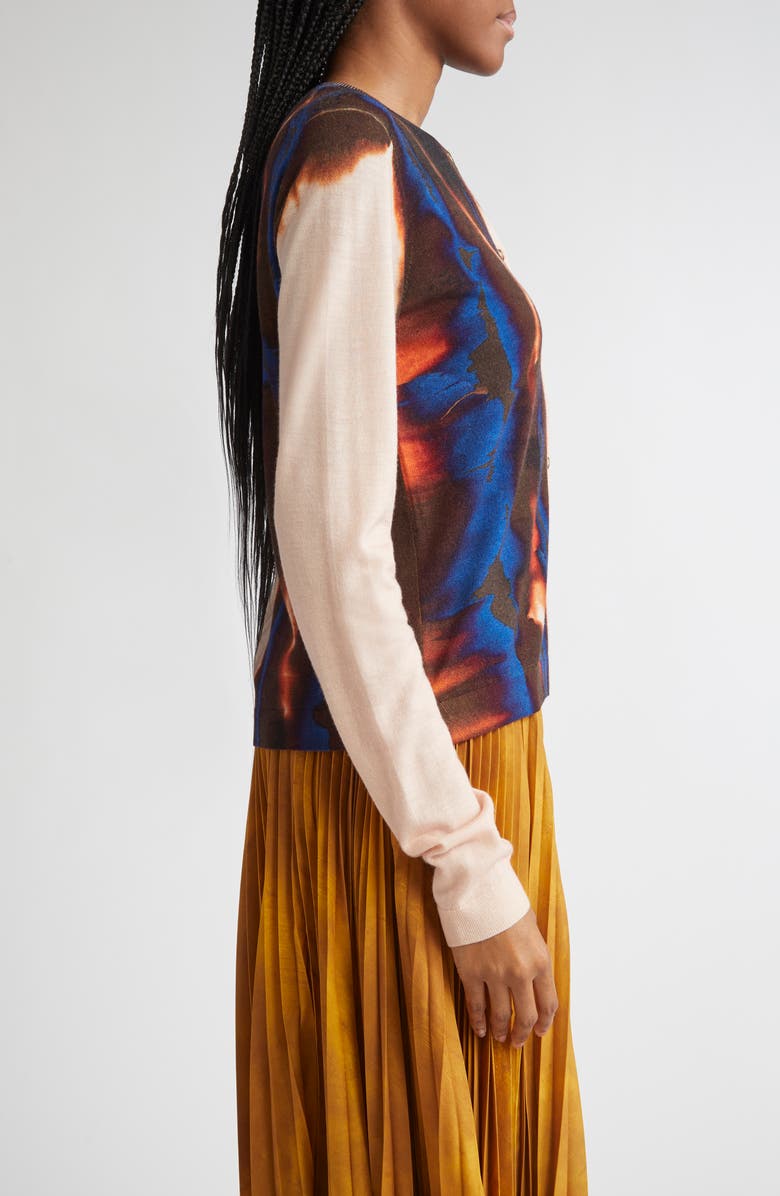 Jason Wu Collection Burned Stripe Merino Wool Cardigan, Alternate, color, Almond Multi