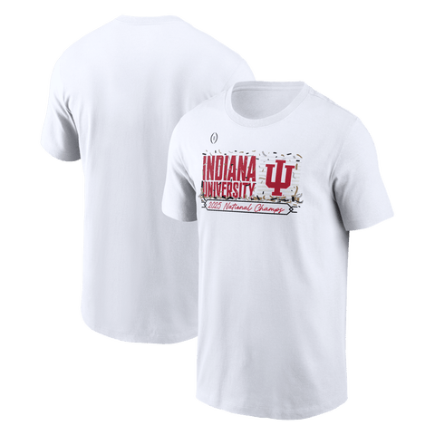 Men's White Indiana Hoosiers College Football Playoff 2025 National Champions Confetti T-Shirt