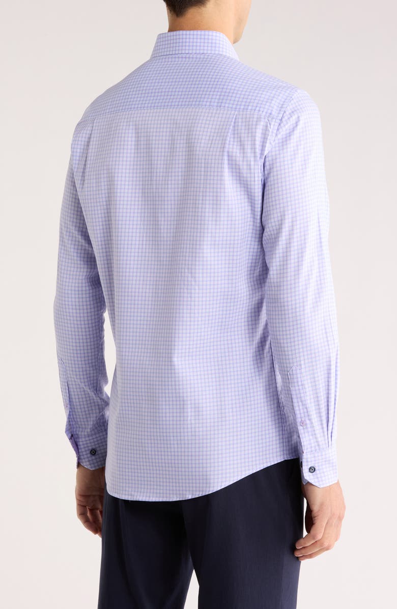 Duchamp Tailored Fit Check Stretch Cotton Dress Shirt, Alternate, color, Purple