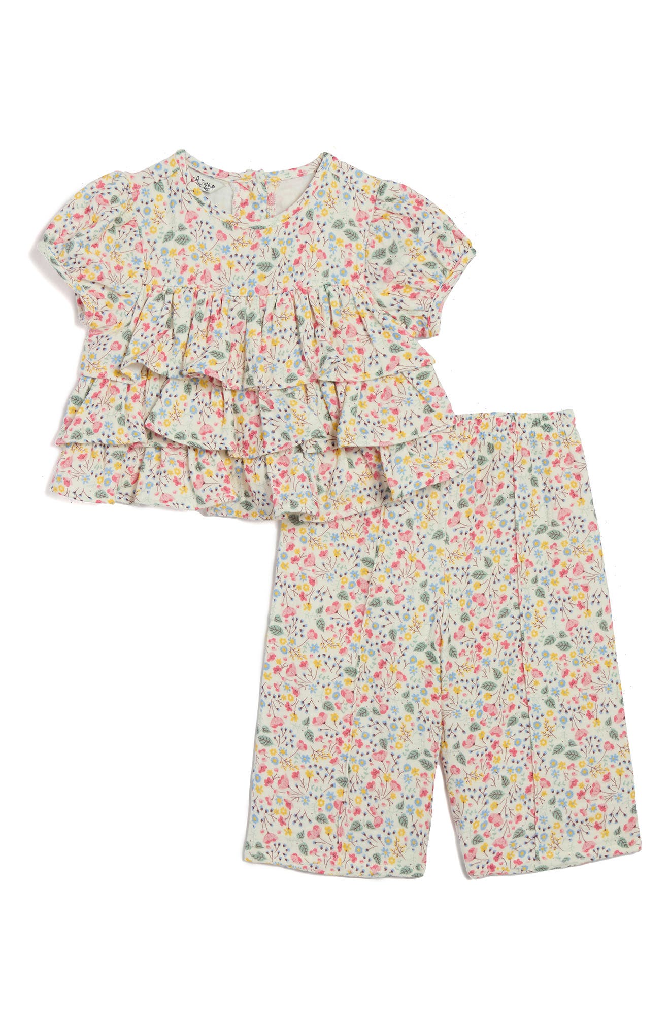 Pippa & Julie Tiered Top & Capri Floral Print Set