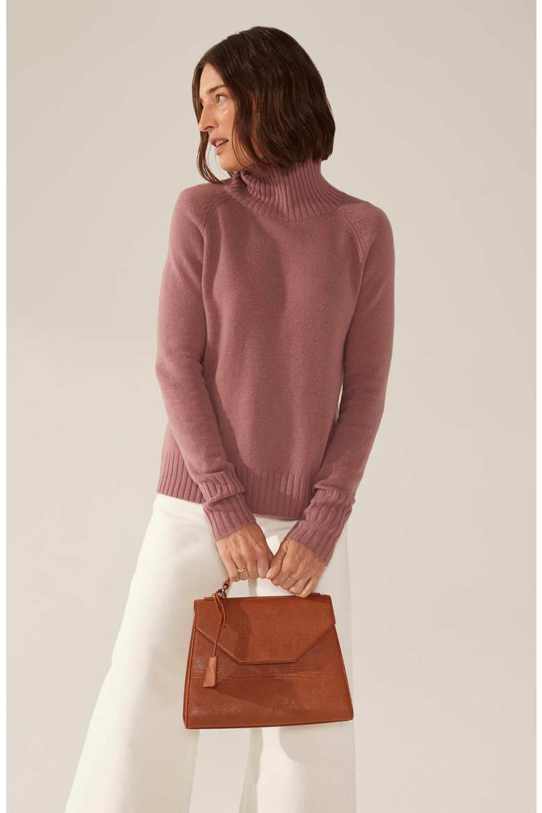 Emma Cashmere Relaxed Turtleneck Sweater, Alternate, color, Dusty Rose