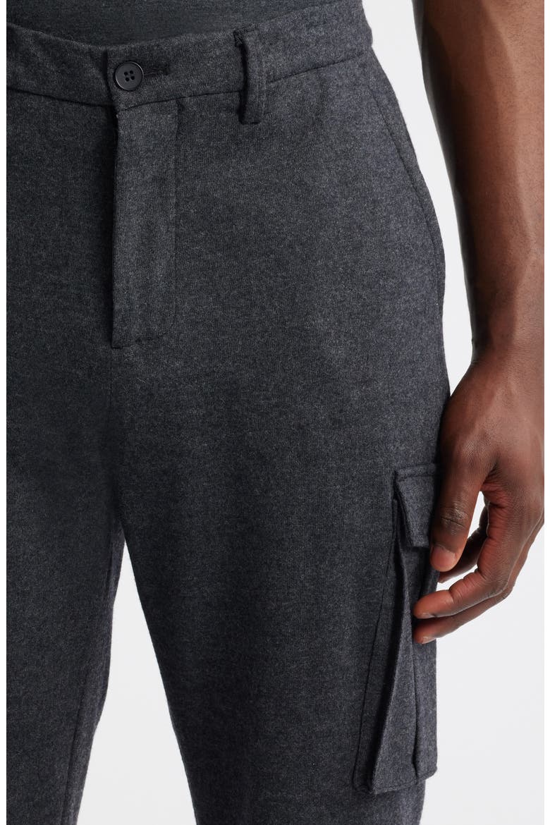 Brushed Knit Flat Front Cargo Pants, Alternate, color, BLACK MELANGE