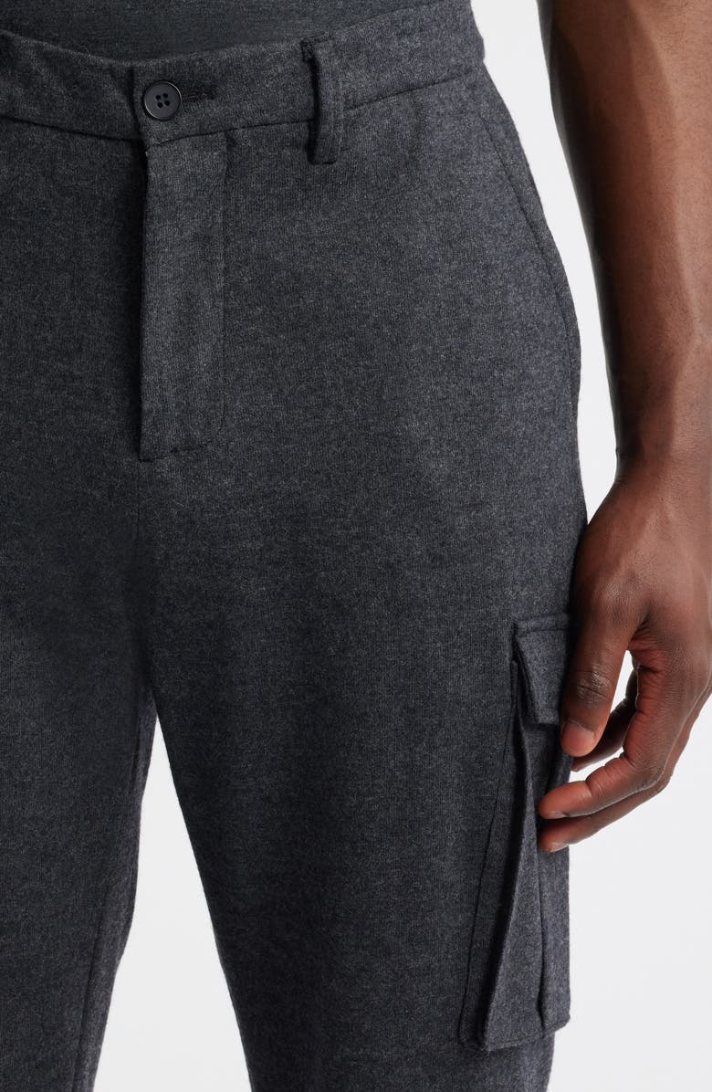 Bugatchi Brushed Knit Flat Front Cargo Pants, Alternate, color, Black Melange