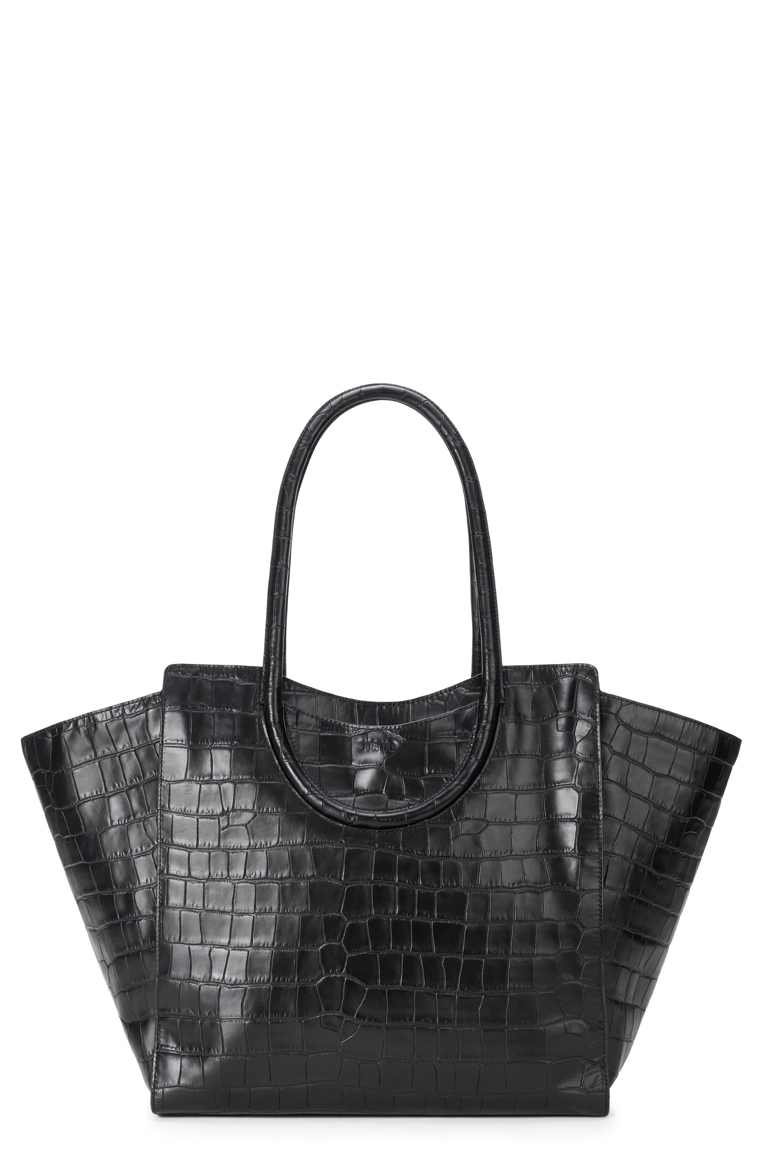 STAUD Maude Tote Bag, Main, color, Black Croco