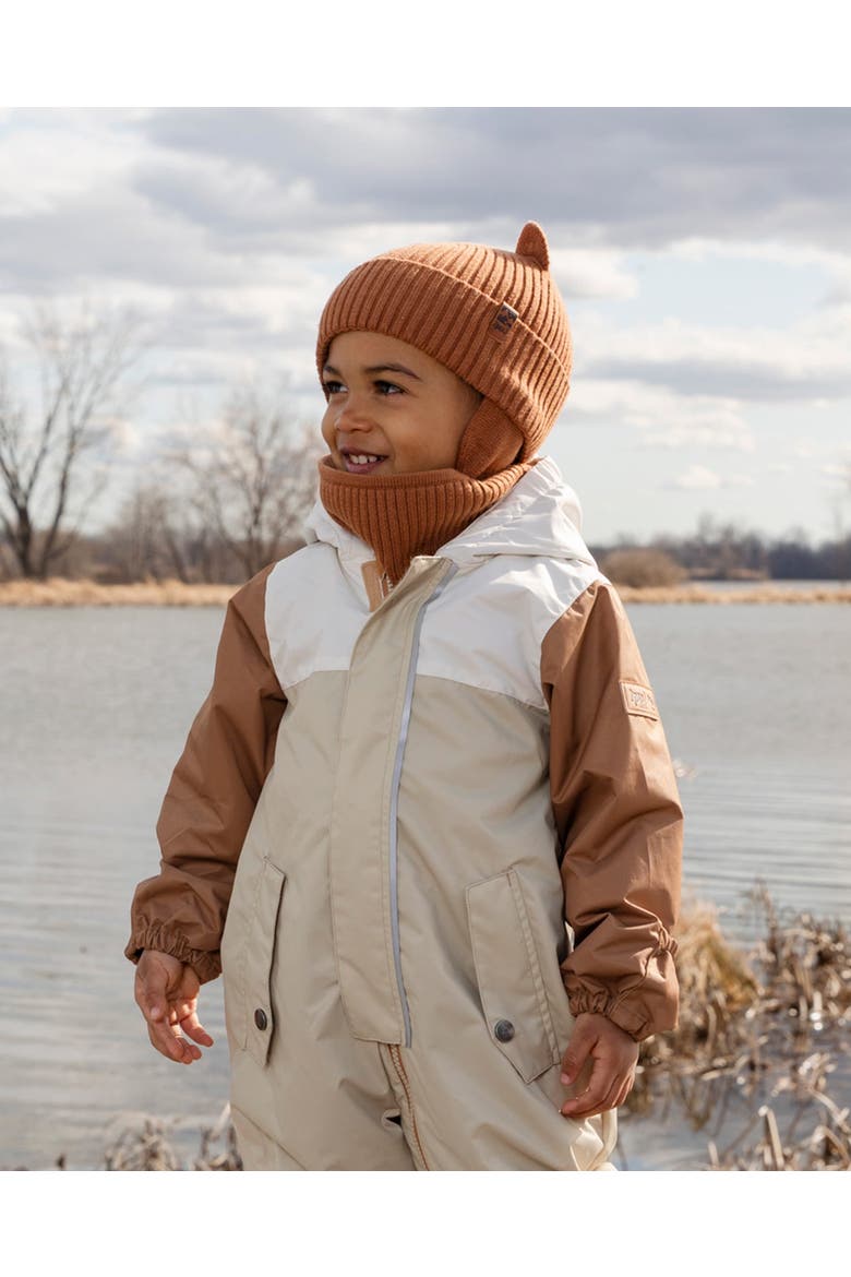 Mid-Season One-Piece Outerwear with Hat, Alternate, color, Beige