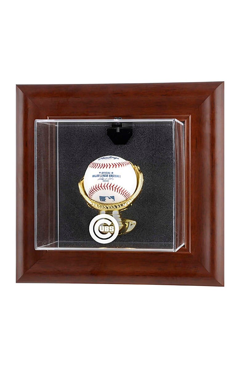 FANATICS AUTHENTIC Chicago Cubs Brown Framed Wall-Mounted Logo Baseball Display Case, Main, color, 
