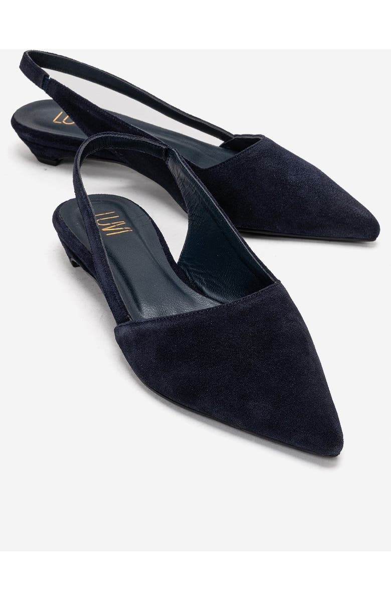 Forever & Always Shoes Berlina Leather Slingback Pump, Main, color, Navy Suede