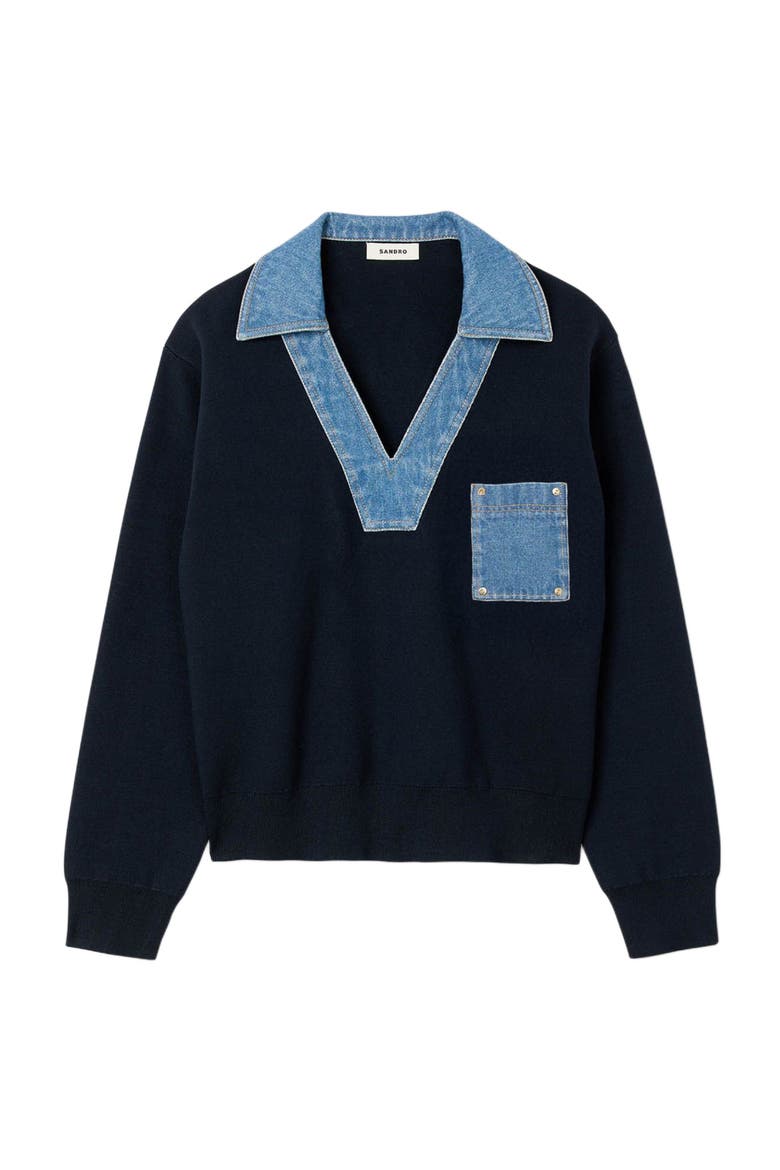 Sweater with denim details (Women) | Nordstrom