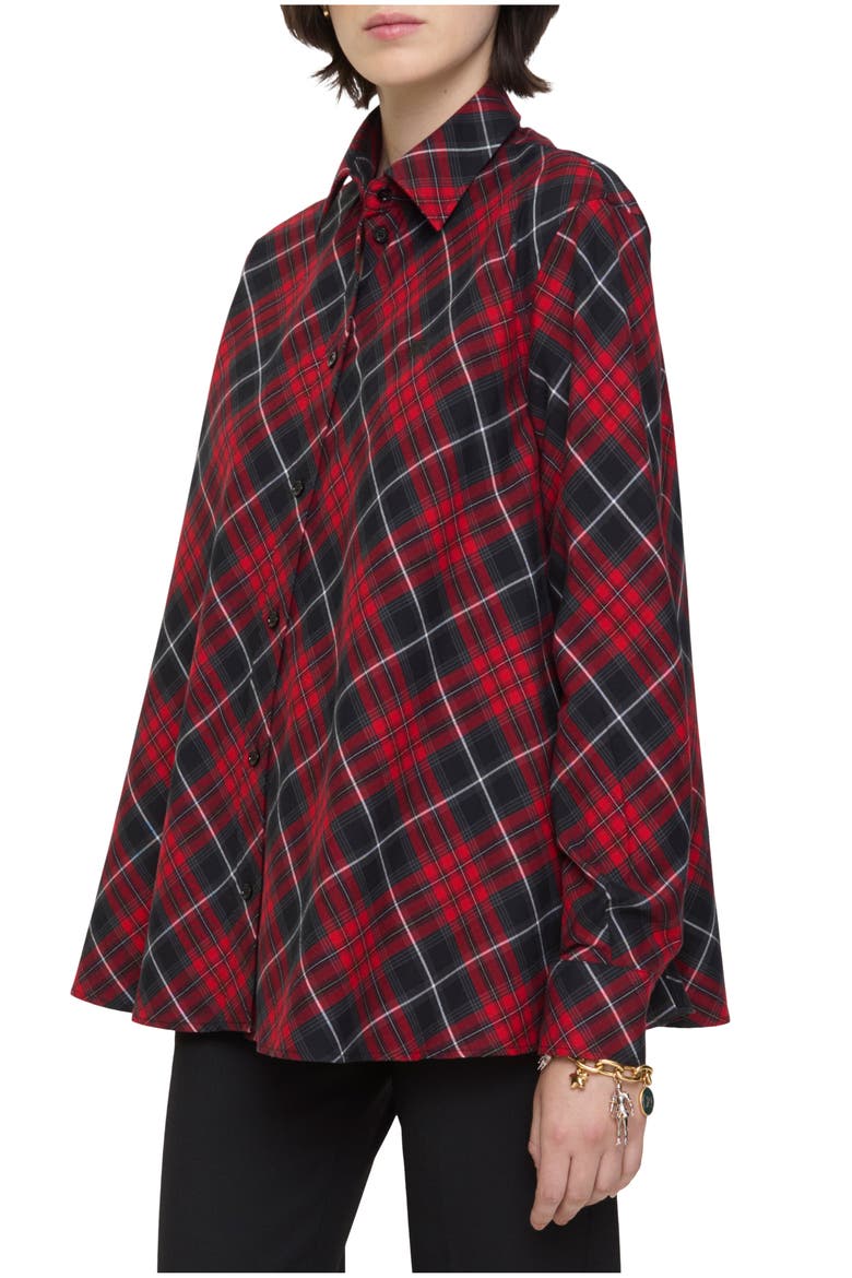 Relaxed Fit Check Cotton Flannel Shirt, Main, color, Poppy red