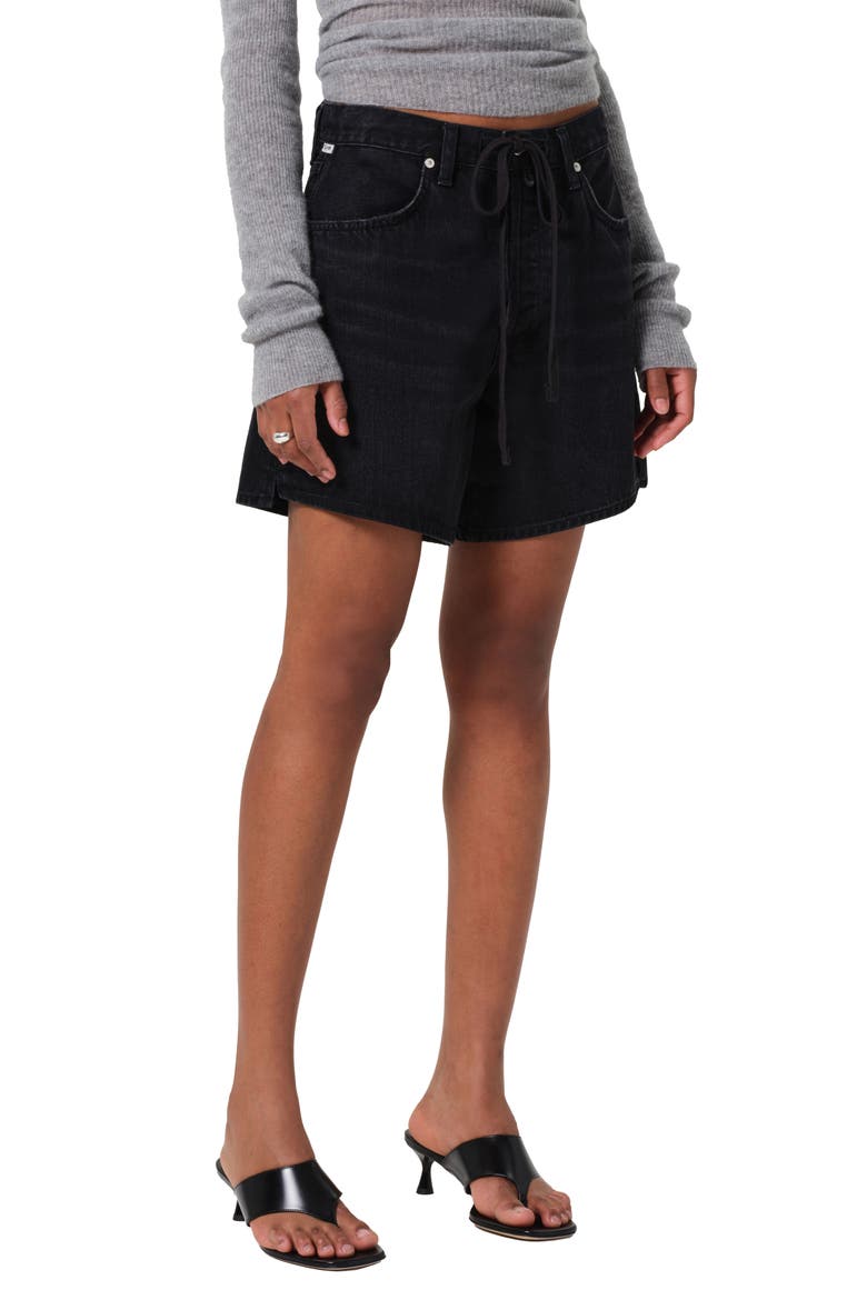 Brynn Drawstring Denim Shorts, Main, color, MIDNIGHT SKY