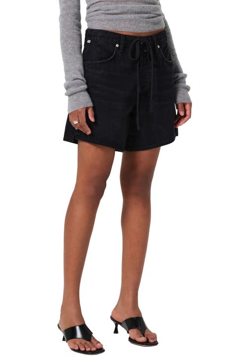 Brynn Drawstring Denim Shorts (Midnight Sky)
