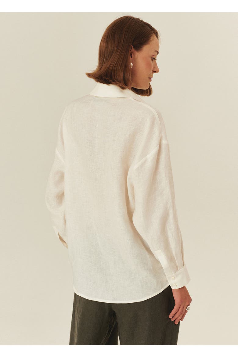 Emelia Embroidered Linen Shirt, Alternate, color, Ecru