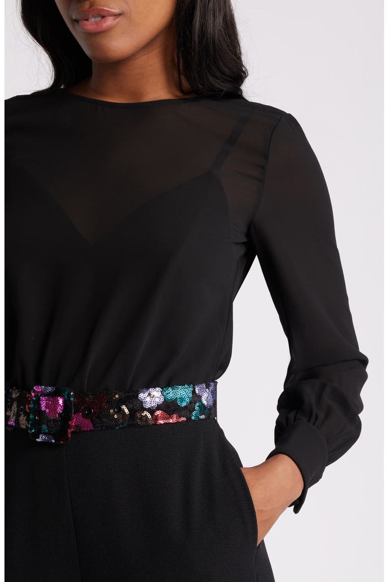 Pilar Belted Jumpsuit, Alternate, color, BLACK MULTI