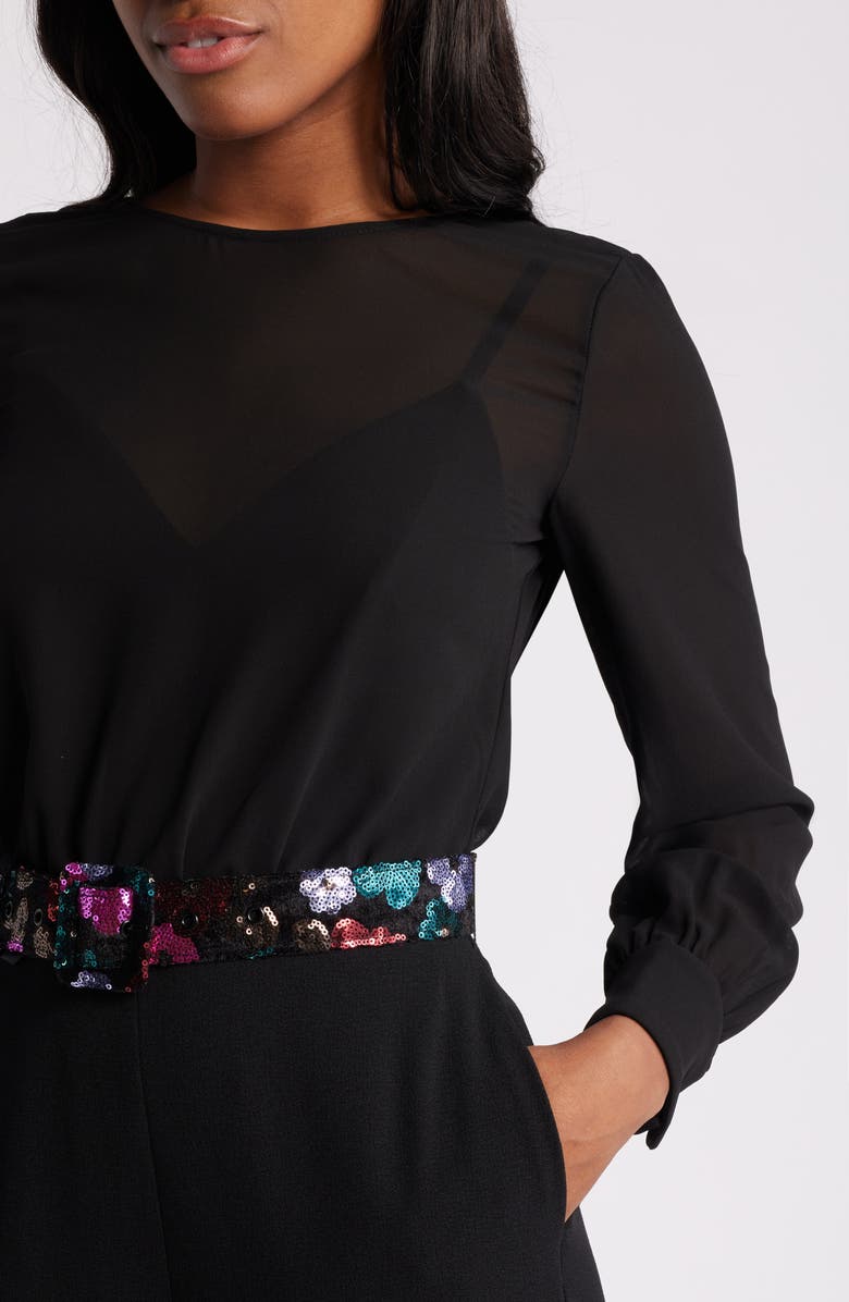 Dress the Population Pilar Belted Jumpsuit, Alternate, color, 