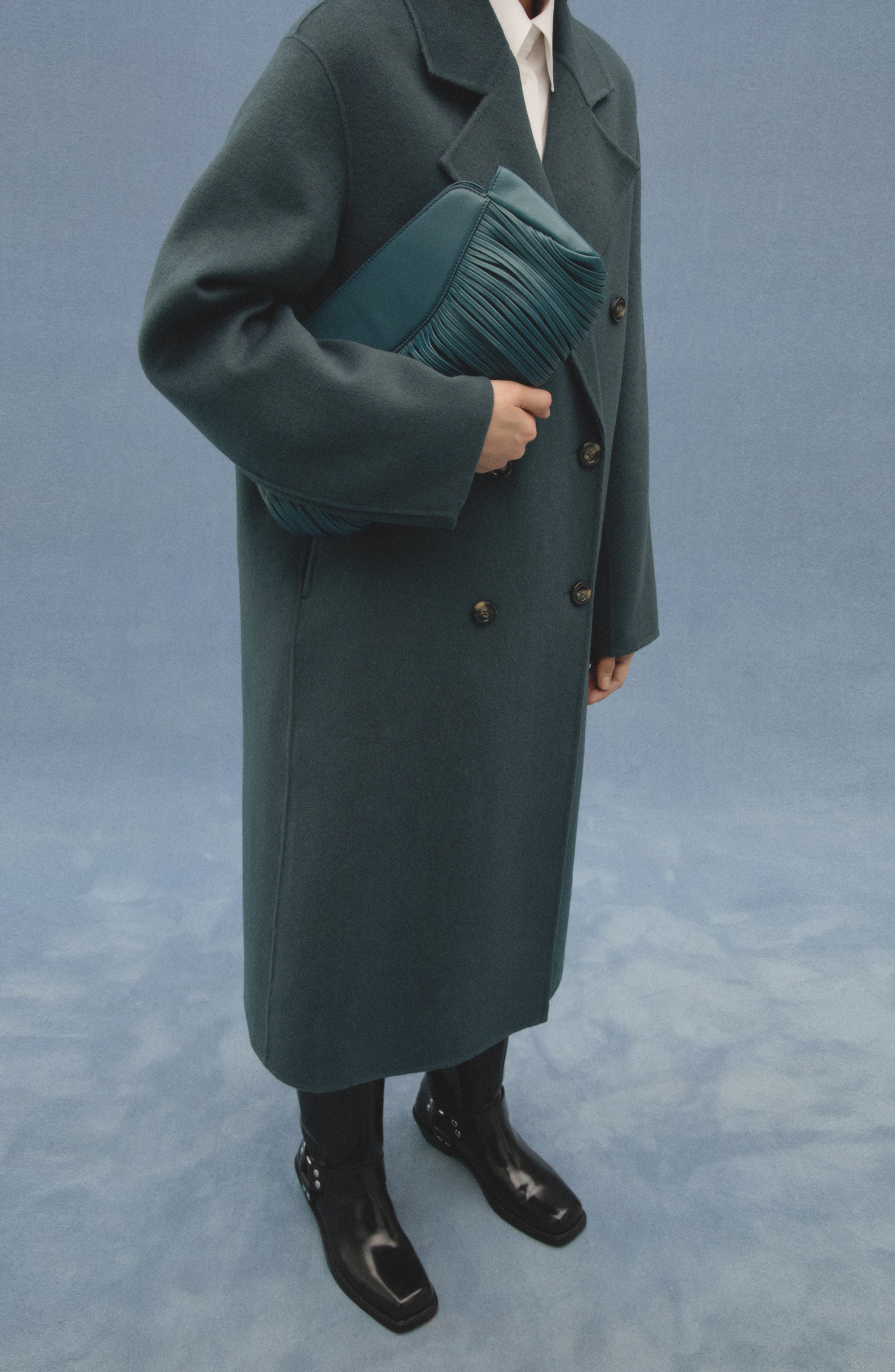 MANGO Leather Clutch, Alternate, color, 